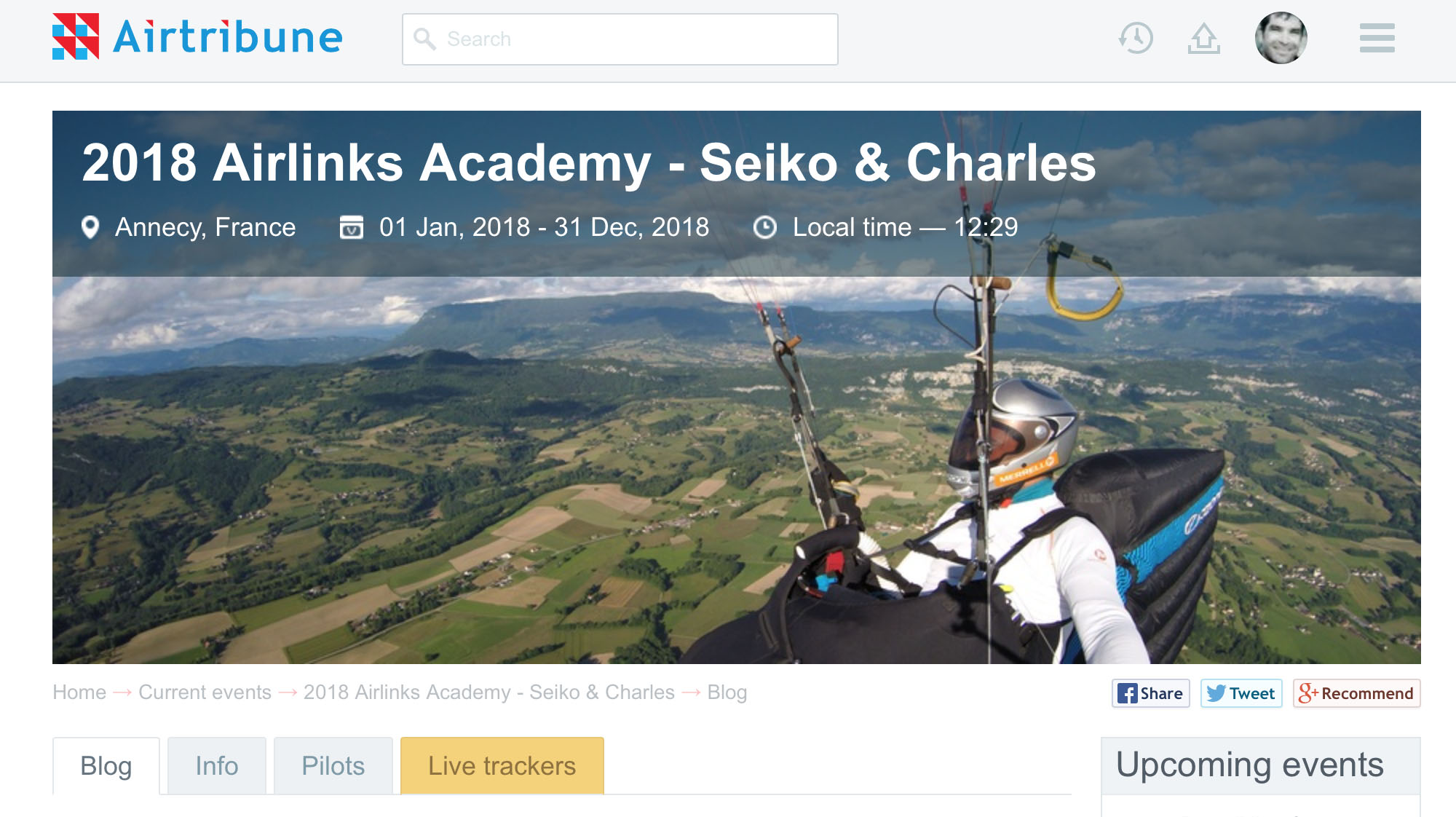 Livetracking on Airtribune for Airlinks Academy with Seiko and Charles